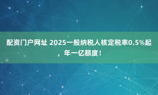 配资门户网址 2025一般纳税人核定税率0.5%起，年一亿额度！